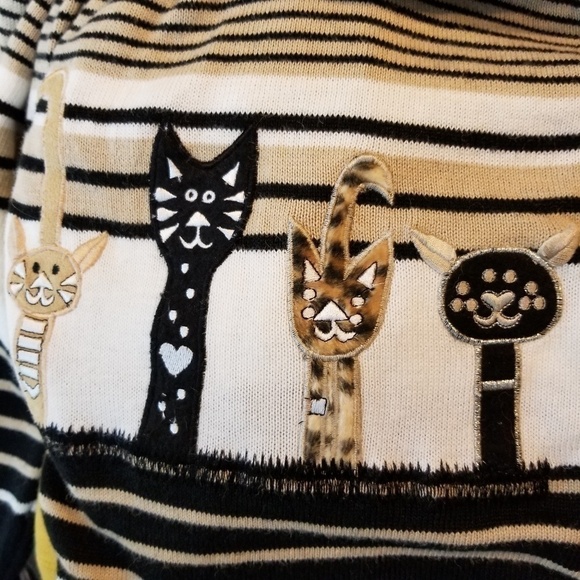 VINTAGE knit Kitten / cat lady Cardigan sweater - Picture 4 of 8